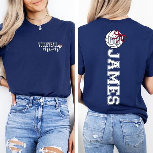 Custom Volleyball Mom Shirt, Personalized Volleyball Mama Tshirt, Customized Sport Mom Shirts for Women in Saudi Arabia
