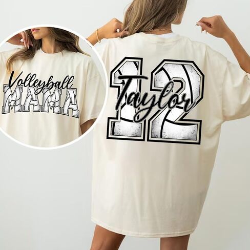 Custom Volleyball Mom Shirt, Personalized Volleyball Mama Tshirt, Customized Sport Mom Shirts for Women in Saudi Arabia