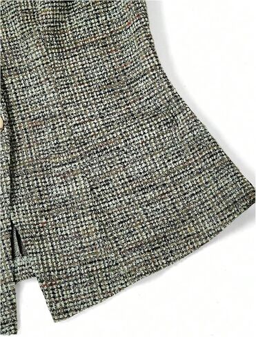 GORGLITTER Women's Tweed Blazer Vest Tops Sleeveless Square Neck Business Casual Cardigan Vests Western Cowgirl Outfits in Saudi Arabia