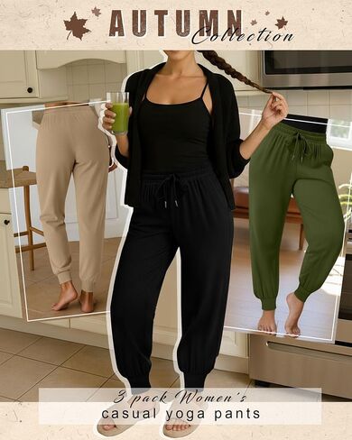 3pack نساء زائد الحجم من سروال التعرق مع الجيوب الرباطية مرنة الخصر الركض صالة الجري السراويل اليوغا بنطلون in Saudi Arabia