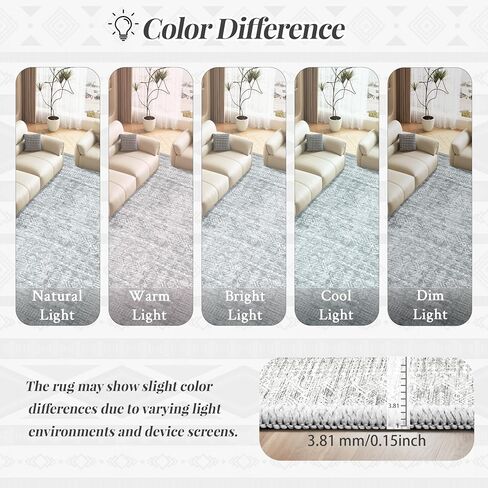 Living Room Rugs 8x10: Washable Moroccan Geometric Boho Rug Farmhouse Non Slip Stain Resistant Large Rug Low Pile Soft Carpet for Bedroom Dining Room Children Room (Beige,8'x10') in Kuwait