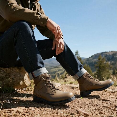 أحذية ANJOUFEMME للمشي لمسافات طويلة في فصل الشتاء للرجال مقاومة للماء، أحذية دافئة للعمل والرحلات للرجال in Kuwait