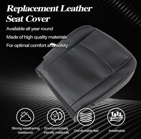 SecosAutoparts Driver Side Bottom Replacement Perforated Leather Seat Cover Black Compatible with Dodge Ram 2500 3500 4500 5500 Laramie Sport SLT 2009 2010 2011 2012 in Kuwait