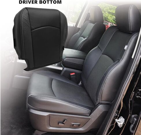 SecosAutoparts Driver Side Bottom Replacement Perforated Leather Seat Cover Black Compatible with Dodge Ram 2500 3500 4500 5500 Laramie Sport SLT 2009 2010 2011 2012 in Kuwait