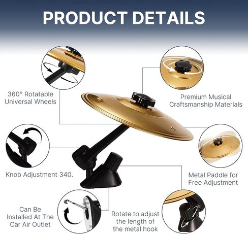 Car Cymbal Air Vent, Car Symbol Drum Air Vent - Mini Cymbal for Car to Music Lovers, Suitable for All Types of Vehicles (silver) in Saudi Arabia