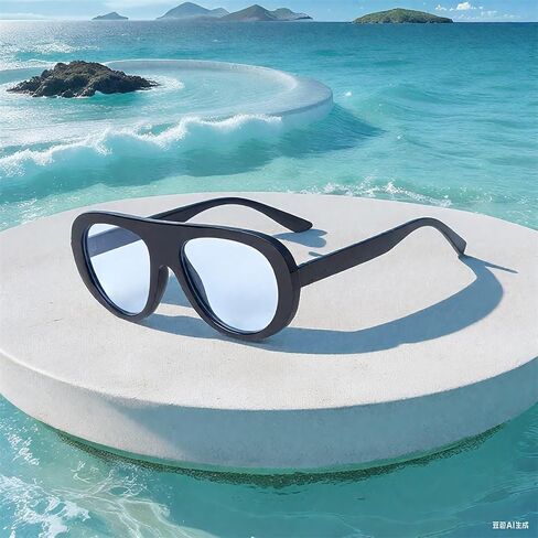 ADE WU Trendy Aviator Sunglasses Retro Vintage Chic Fashion Thick Bold Round Pilot Style Sun Glasses Unisex in Saudi Arabia