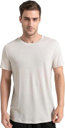 innotree Men's Merino Wool T-Shirt, 100% Organic Merino Wool Undershirt Lightweight Crew Short Base Layer for Hiking,Black,Medium in Saudi Arabia