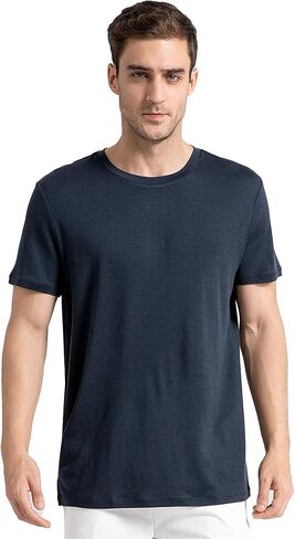 innotree Men's Merino Wool T-Shirt, 100% Organic Merino Wool Undershirt Lightweight Crew Short Base Layer for Hiking,Black,Medium in Saudi Arabia
