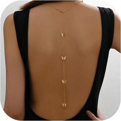 Rhinestone Back Chain Necklace for Backless Dress Body Chain Jewelry Backdrop Chain Necklaces for Women in Saudi Arabia