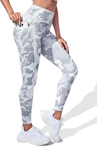 Women Yoga Pants Printed with Pockets High Waisted Workout Leggings Camouflage Printed Pants Stretch Tummy Control Tights in Saudi Arabia