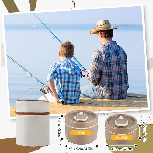 Honeydak 2 Pcs Fishing Bait Container Stainless Steel Insulated Live Bait Storage with 1 Handbag and 2 Tweezers Worm Holder Storage Box for Keeping Fresh and Alive in Saudi Arabia