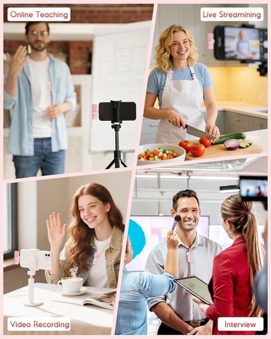 Pink Mini Wireless Microphone for iPhone & Android, Lavalier Microphone with Noise Cancellation, Plug & Play Pink Mic for YouTube, TikTok, Podcast, Live Stream in Saudi Arabia