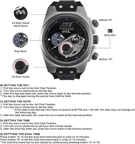 الساعات Mulco للرجال - EVOL ، علبة من الفولاذ المقاوم للصدأ مع شريط سيليكون معصم أبيض ، حركة الكوارتز متعددة الوظائف ، شاشة تمثيلية كبيرة للوجه ، 100 متر - مقاومة للماء in Kuwait