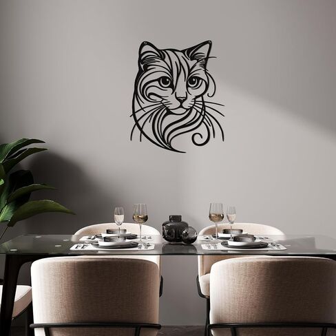 Otoolling Metal Cat Wall Decor Silhouette Black Cat Wall Decor Geometric Animal Art for Living Room Above TV Home Decoration, 10.2 x 10 Inch in Kuwait
