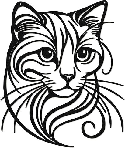Otoolling Metal Cat Wall Decor Silhouette Black Cat Wall Decor Geometric Animal Art for Living Room Above TV Home Decoration, 10.2 x 10 Inch in Kuwait