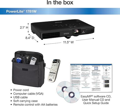 Epson PowerLite 1795F 3LCD 1080p full HD wireless mobile projector with carrying case and fast and easy image adjustments, a bright mobile powerhouse for presentations and wireless video streaming in Kuwait