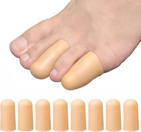 8 Pack Silicone Big Toe Protectors Women (Toe Caps and Toe Protectors) to Provide Relief from Missing or Ingrown Toenails, Corns, Blisters, Hammer Toes (Large, Beige) in Saudi Arabia