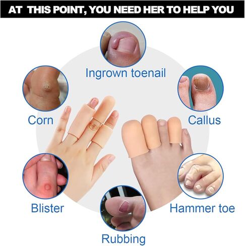 8 Pack Silicone Big Toe Protectors Women (Toe Caps and Toe Protectors) to Provide Relief from Missing or Ingrown Toenails, Corns, Blisters, Hammer Toes (Large, Beige) in Saudi Arabia
