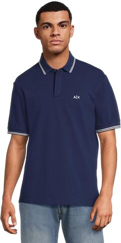 Armani Exchange Mens Fit العادية Logo Cotton Cotton Polo in Saudi Arabia