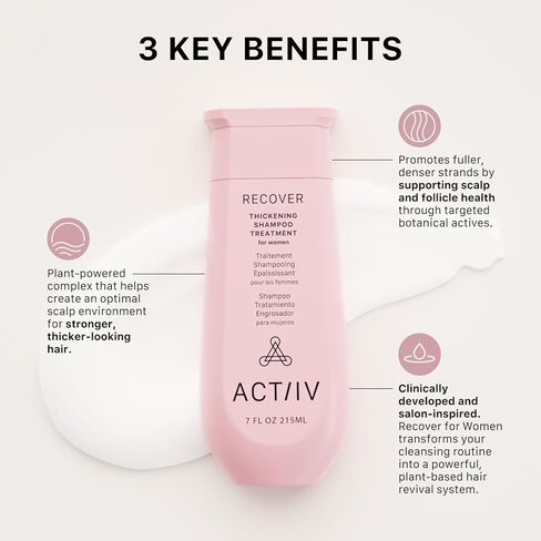 ACTIIV Recover Thickening Shampoo Treatment For Women | Supports the Appearance of Fuller, Healthier-Looking Hair, Supports Scalp Health, Plant-Based, Color-Safe, Vegan, All Hair Types in Kuwait