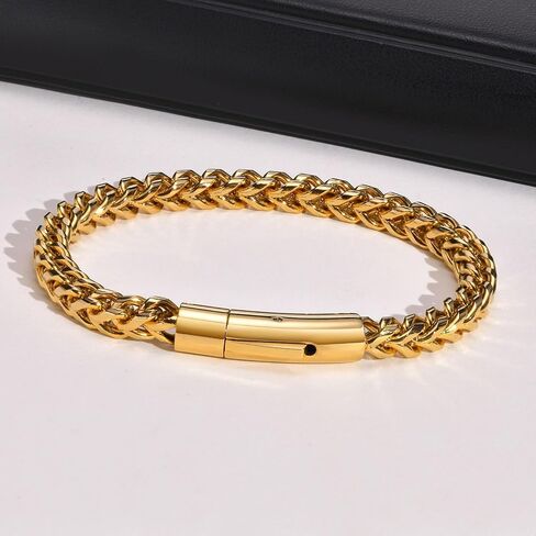 Solid 18K Gold Mesh Bracelet For Men and Women Solid Cuban Bracelet Punk Style Jewelry Father's/Mother's Day, Birthday, Christmas Gift Box in Saudi Arabia