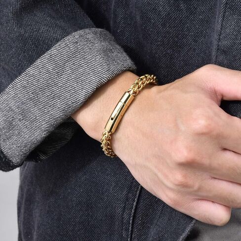 Solid 18K Gold Mesh Bracelet For Men and Women Solid Cuban Bracelet Punk Style Jewelry Father's/Mother's Day, Birthday, Christmas Gift Box in Saudi Arabia