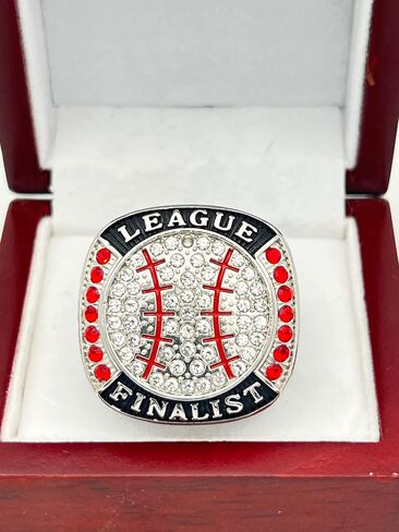 Discount Sports Rings BALL LEAGUE FINALIST RING — SILVER BODY, CLEAR STONES, RED LACES Item 5-31, Clear,Silver in Saudi Arabia