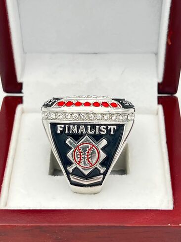 Discount Sports Rings BALL LEAGUE FINALIST RING — SILVER BODY, CLEAR STONES, RED LACES Item 5-31, Clear,Silver in Saudi Arabia