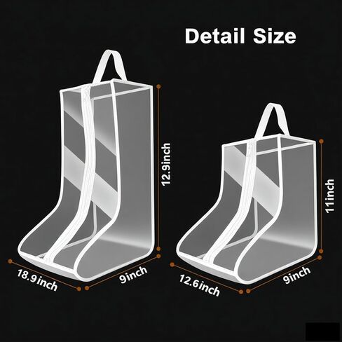 4Pack Boot Bags for Cowboy Boots Portable Tall Boot Storage Organizer Shoe Bags for Travel with Dust Covers (Clear Black) in Saudi Arabia