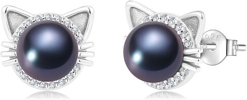 Pearl Earrings for Women, S925 Sterling Silver and Zircon Stud Earrings, Freshwater Cultured Pearls Jewelry Gifts for Mom Grandmother in Kuwait