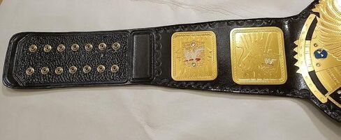 Big Eagle Championship Belt Leather Wrestling Belt, Adult Size, (2MM) Brass, Black & Gold in Saudi Arabia