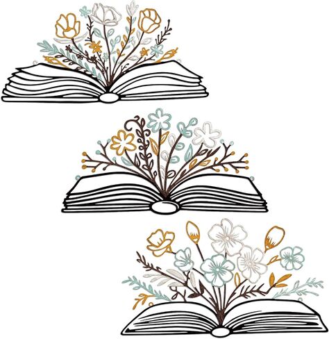 Honeydak 3 PCS قراءة المعادن كتاب زهرة جدار الفن ديكور جدار أسود معلقة ديكور مكتبة علامة صورة ظلية عشاق المعلم هدية الجدار منحوتات للمنزل غرفة المعيشة غرفة نوم غرفة نوم in Saudi Arabia