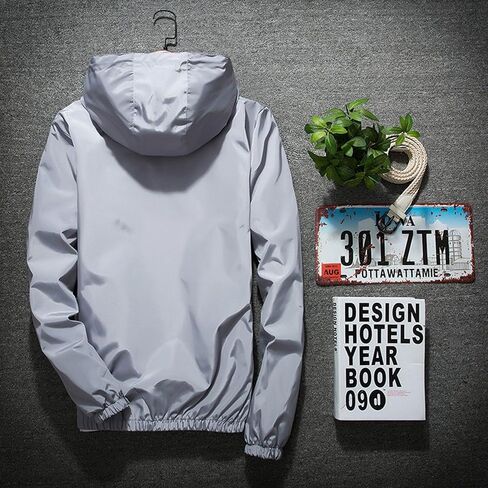 JiXiang Windbreaker Jackets for Men Fall Casual Zippered Waterproof Lightweight Raincoat With Hood Hiking Cycling Sportswear in Saudi Arabia