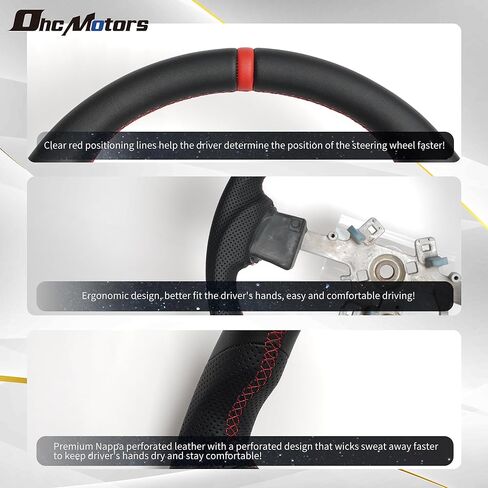 Genuine Carbon Fiber Steering Wheel for 2018-2024 Ram 1500 with NAPPA Perforated Leather Sides Ergonomic D-Shape Flat Bottom Design Retains OEM Heating Function（Without paddle holes） in Kuwait