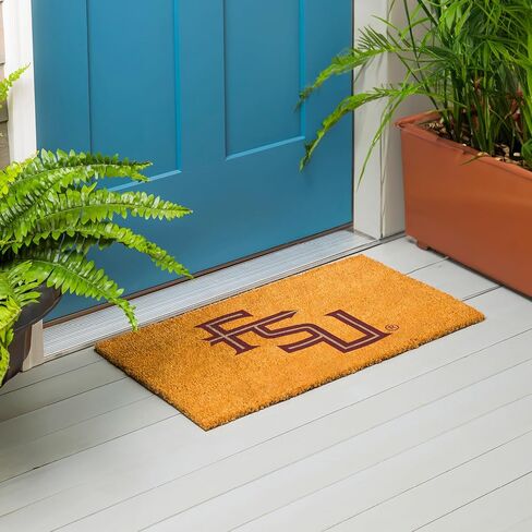 Team Sports America NCAA Florida State University Natural Coir Doormat | Official Full Color Team Logo | 28 x 16 Inches | Non Slip Back | Front Door Welcome Floor Mats | Indoor Outdoor Entrance Rug in Saudi Arabia