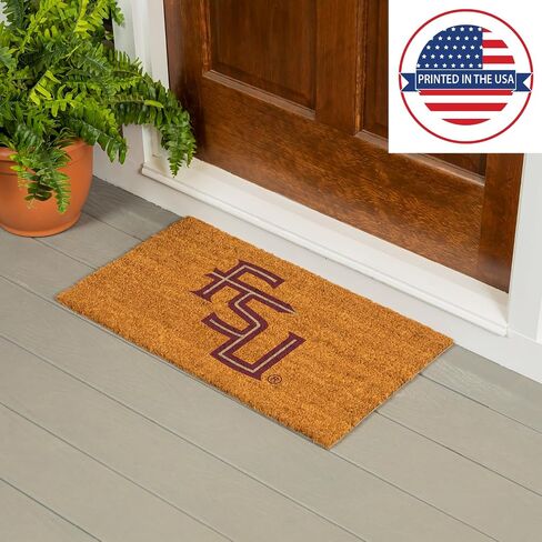 Team Sports America NCAA Florida State University Natural Coir Doormat | Official Full Color Team Logo | 28 x 16 Inches | Non Slip Back | Front Door Welcome Floor Mats | Indoor Outdoor Entrance Rug in Saudi Arabia