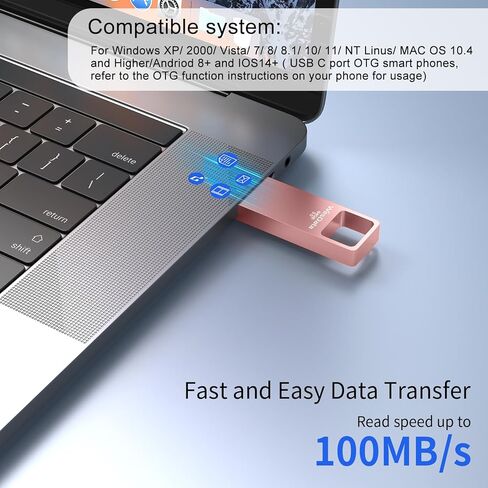 32GB USB 3.0 Flash Drive 4-Pack with USB-C Adapters, Metal Mini Design, 100MB/s Read Speed, Storage Case Included, Pink Gold Gray Silver in Kuwait