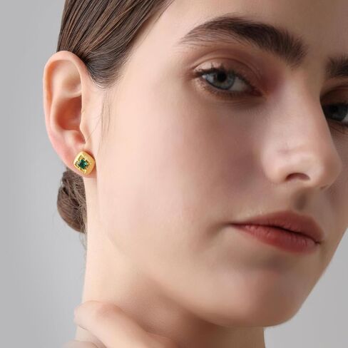 LEONIDS 14K Gold Iris Flowers Earrings for Women | Moissanite or Lab-Grown Emerald Stud Earrings with Hairline Detailing Non Tarnish | 925 Sterling Silver Jewelry Gifts for Her Birthday in Saudi Arabia
