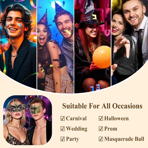 OIDEA Masquerade Mask Couples Set: Rhinestones Metal Cosplay Venetian Party Mask Halloween Costume Mardi Gras in Saudi Arabia