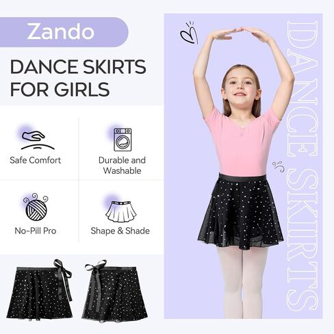 Zando Sequin Ballet Skirt for Girls Wrap Ballet Skirt Women with Adjustable Waist Tie Toddlers Kids Flowy Lightweight in Saudi Arabia
