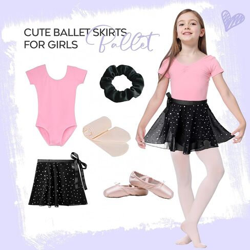 Zando Sequin Ballet Skirt for Girls Wrap Ballet Skirt Women with Adjustable Waist Tie Toddlers Kids Flowy Lightweight in Saudi Arabia