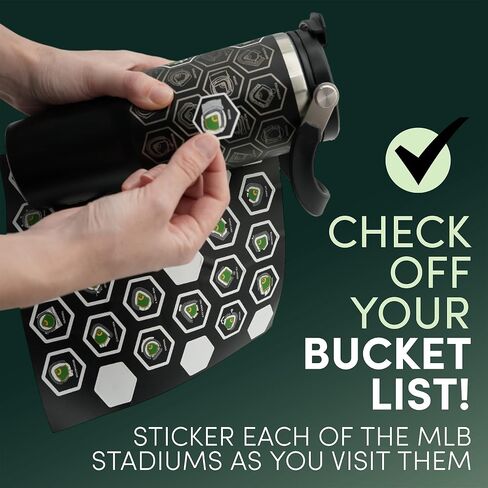 MLB Stadium Tracker Water Bottle – 30oz Cupholder-Friendly Stainless Steel Tumbler with 2 Sets of Waterproof Stickers | Visit All 30 Ballparks on Your Baseball Bucket List in Saudi Arabia