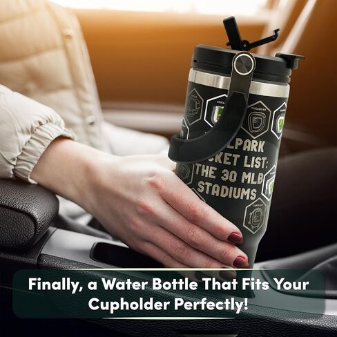 MLB Stadium Tracker Water Bottle – 30oz Cupholder-Friendly Stainless Steel Tumbler with 2 Sets of Waterproof Stickers | Visit All 30 Ballparks on Your Baseball Bucket List in Saudi Arabia