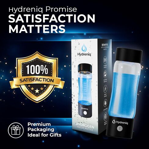 Hydrogen Water Bottle Generator, 2000PPB SPE/PEM Tech, USB-C Rechargeable, Self-Cleaning, Portable 420ml Hydrogen Glass Water Bottle, Hydrogen Water Generator & Ionizer for Health in Saudi Arabia