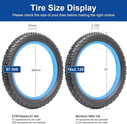 16x2.125 (57-305) Bike Tire 16 inch Bicycle tire Suitable for 16x2.10 16 x 2.125 Gravel/Off Road/Mountain/Kids Folding Replacement Bike Tire (Single) in Saudi Arabia