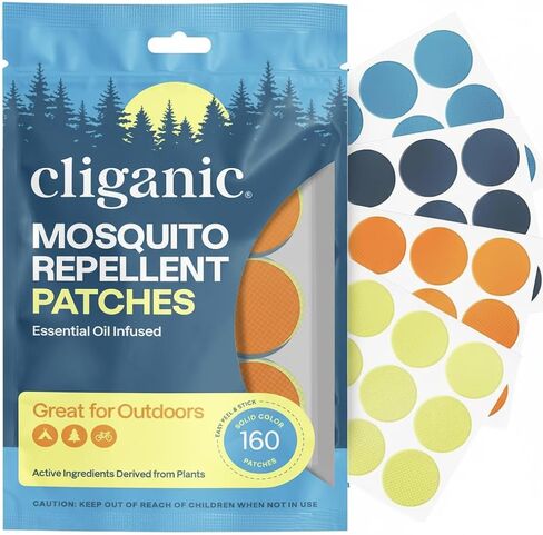 Cliganic Mosquito Repellent Stickers (80 Pack) - Patches for Kids & Adults, Natural DEET-Free, Citronella Essential Oil Infused in Saudi Arabia