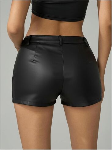شورتات مصغرة للجلد البوري النسائي Y2K Zip Up Low Weist Skinny Night Out Hot Shorts in Saudi Arabia
