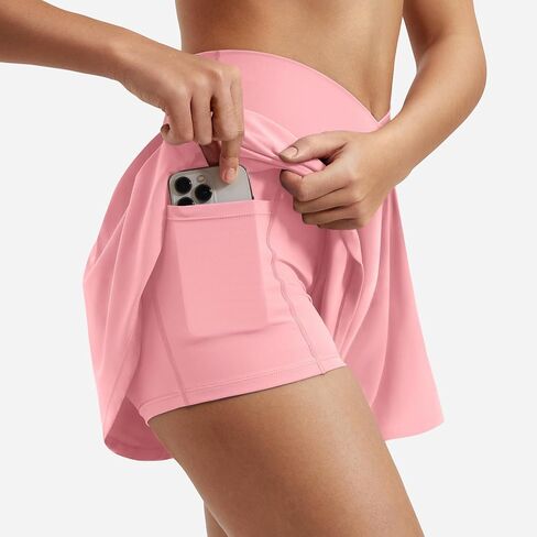 Women Flowy Athletic Shorts 3.6" Workout Tennis Skorts Golf Skirts with Pocket for Running Gym in Saudi Arabia