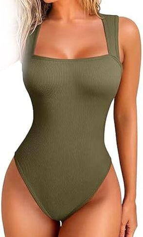 Snugsy Ribbed Snatching Bodysuit, Roarrave Sleeveless Tummy Control Tank Tops Bodysuits, Square Neck Bodysuits in Kuwait