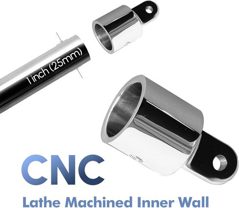 الأجهزة العلوية للقارب بيميني، الفولاذ المقاوم للصدأ 316 Marine Bimini Top Cap تركيبات نهاية العين الخارجية، تناسب أنابيب مستديرة 7/8 بوصة 1 بوصة 1-1/4 بوصة (معرف النهاية بواسطة CNC) in Kuwait